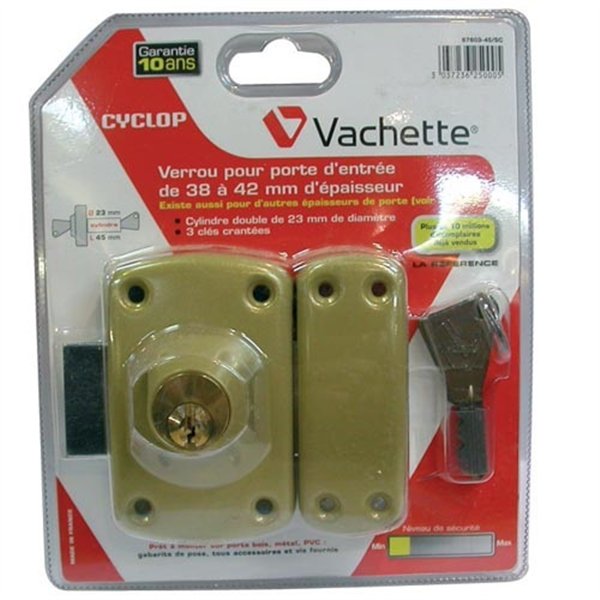 VACHETTE - Verrou cyclop cylindre double 45mm 67603/sc