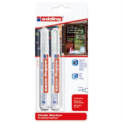 EDDING - Marqueur craie liquide blanc blister de 2