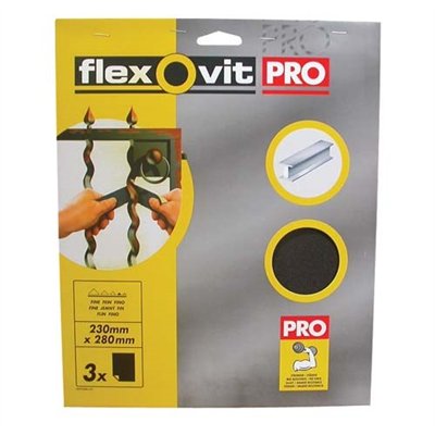 FLEXOVIT - Toile émeri grain moyen par 3 sur carte