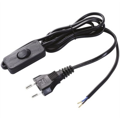 ELECTRALINE - Cordon H03vvh2f 1m50 inter fiche noir blister