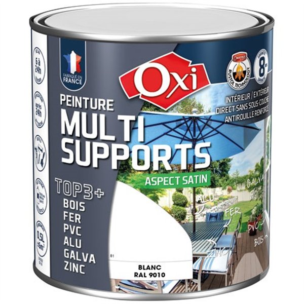 OXI - PEINT.TOP 3 BOIS FER PVC 500ML BLANC