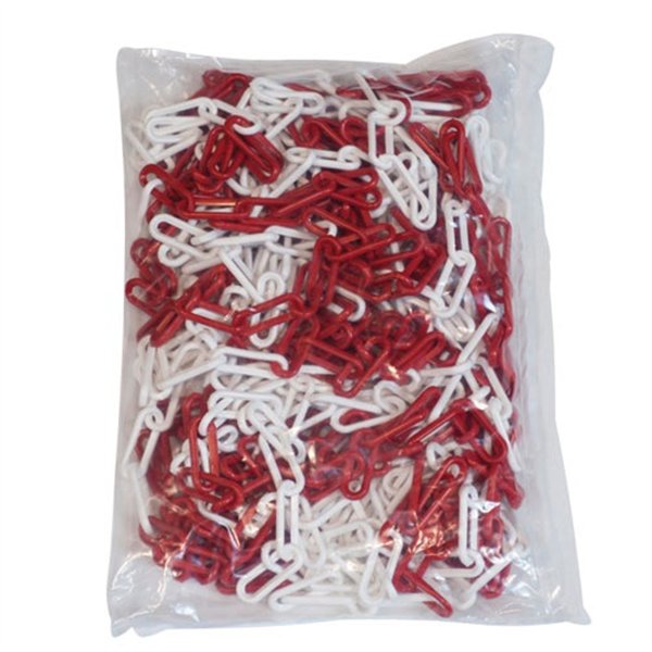 NOVAP - Chaine rouge & blanche plastique 8mm x 25m en sachet