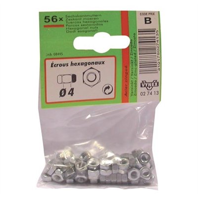 VYNEX - Ecrou 6 pans d. 4mm  az x56 en sachet