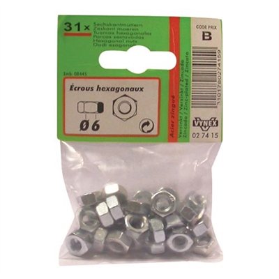 VYNEX - Ecrou 6 pans d. 6mm  az x31 en sachet
