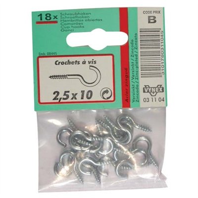 VYNEX - Crochet zingué 2.5 x10 sc x18