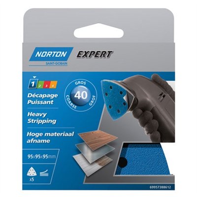 NORTON - Triangle perforé expert 6 trous 95 gr. 40 pack x5