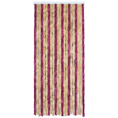 MOREL - Rideau de porte Florence chenilles 90x220 cm - vanille, griotte