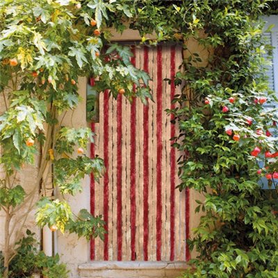 MOREL - Rideau de porte Florence chenilles 90x220 cm - vanille, griotte