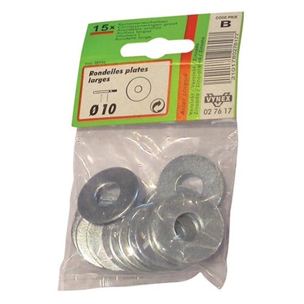VYNEX - Rondelle plate large acier zingué Ø10mm x15 piècessc
