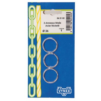 VYNEX - Anneau brisé nickelé d.26mm blister de 3.