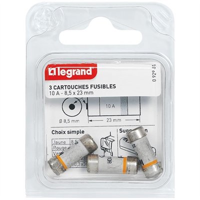 LEGRAND - Fusible à voyant 10a 8.5x25.8 x3 blister de 3