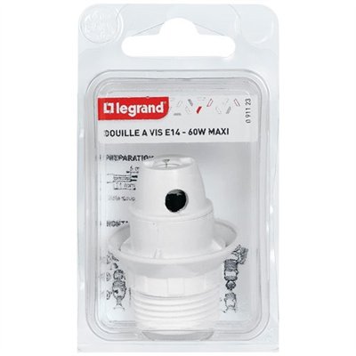 LEGRAND - Douille E14 plastique blanc+bague s/c