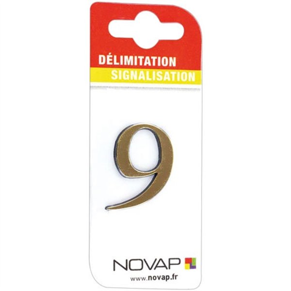 NOVAP - Chiffre autocollant 9 40mm or sur carte