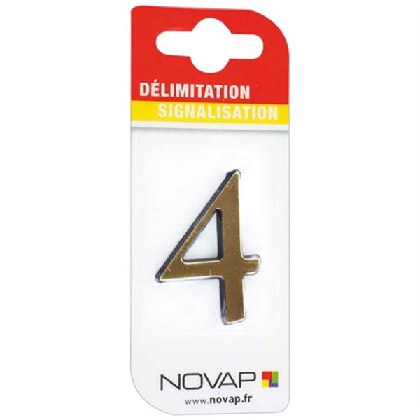 NOVAP - Chiffre autocollant 4 40mm or sur carte