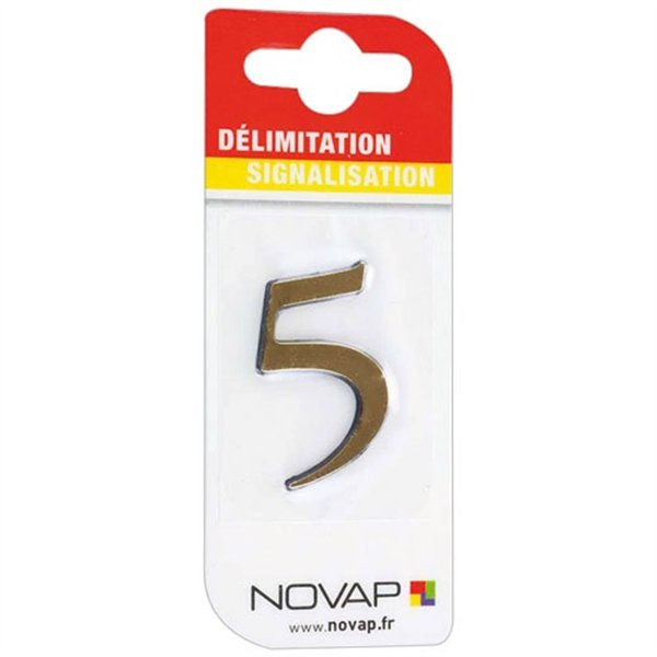 NOVAP - Chiffre autocollant 5 40mm or sur carte