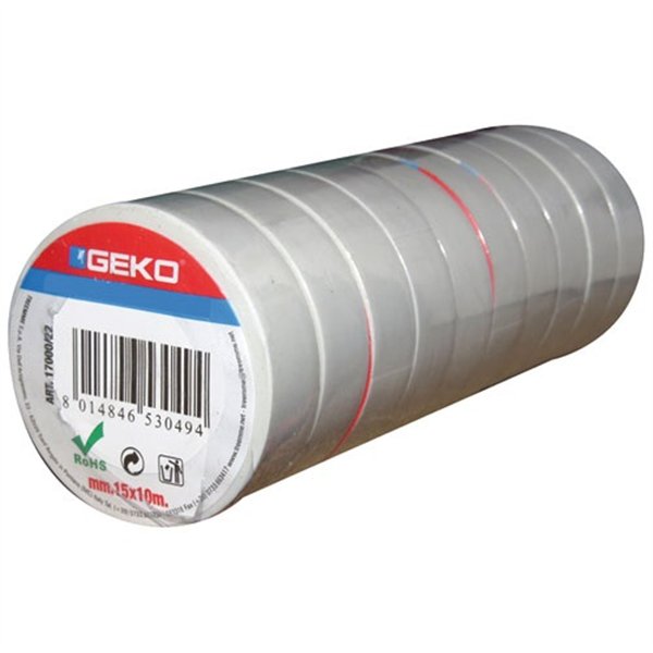 GEKO - Adhésif isolation 15mmx10m lot de 10 blanc