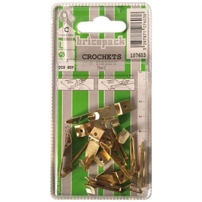BRICOPACK - Crochet à tableau N°2 blister de 9 pièces