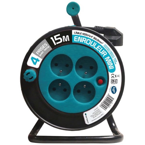 ZENITECH - Enrouleur 15 mètres 3G 1mm bleu