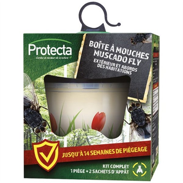 PROTECTA - Boîte à mouches écologique avec 3 appâts