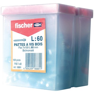 FISCHER - Patte à vis 7x60 bois le 100 en boite