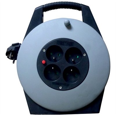 ELECTRALINE - Enrouleur  5 mètres 4 prises k7 gris/noir .