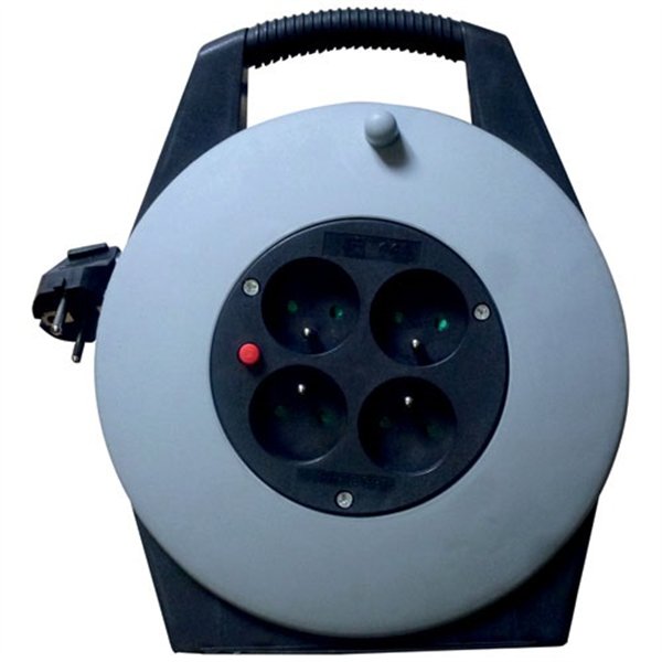 ELECTRALINE - Enrouleur  5 mètres 4 prises k7 gris/noir .