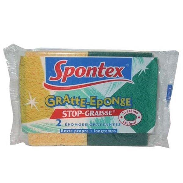 SPONTEX - Éponge végétale grattante stop graisse x2 3092