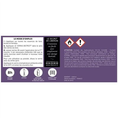 LIBERON - Vernis bistrot 0.5L satiné incolore