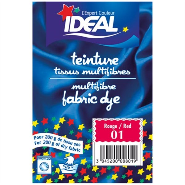 IDEAL - Teinture pour tissu multifibres - 15 g - rouge