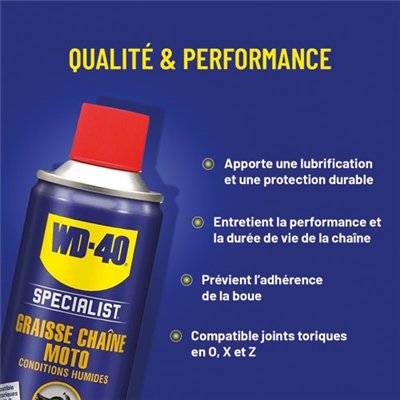 WD40 SPECIALIST MOTO - Graisse Chaîne Moto Conditions Humides WD-40 SPECIALIST 400 mL
