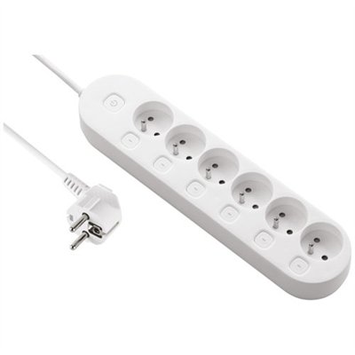 ELECTRALINE - Bloc 6 prises 2P+T 16A avec interrupteurs individuels