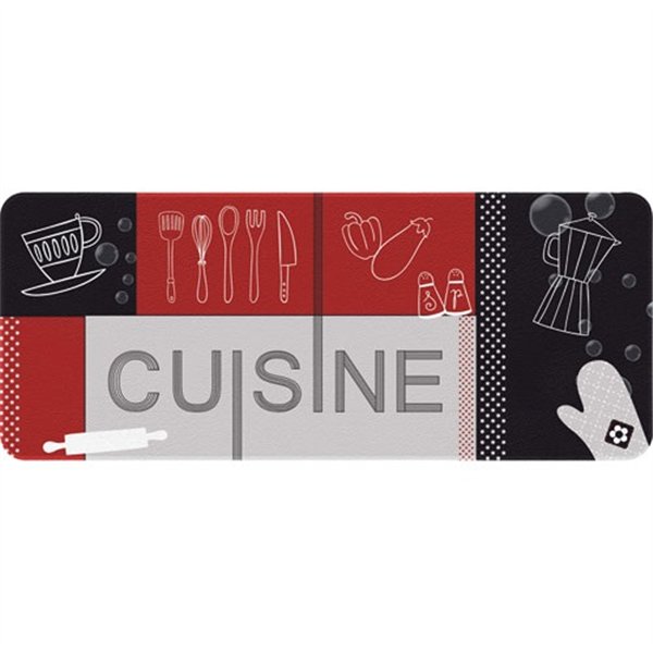 IDMAT - Tapis decor de cuisine cuisine rouge noir 50x120 cm