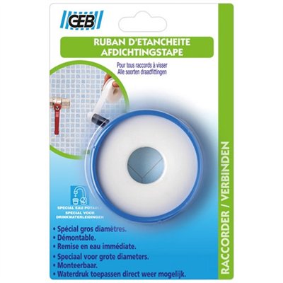 GEB - Ruban d'étanchéité PTFE 19mmx15mx0.2mm blister