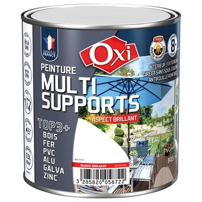 OXI - Peinture top 3 bois fer pvc 500ml blanc brillant ral9010