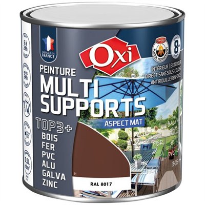 OXI - Peinture top 3 bois fer pvc 500ml brun mat ral8017