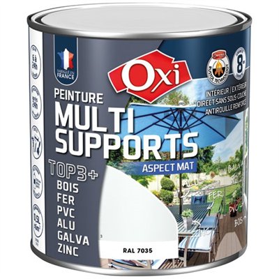 OXI - Peinture top 3 bois fer pvc 500ml gris clair mat ral7035