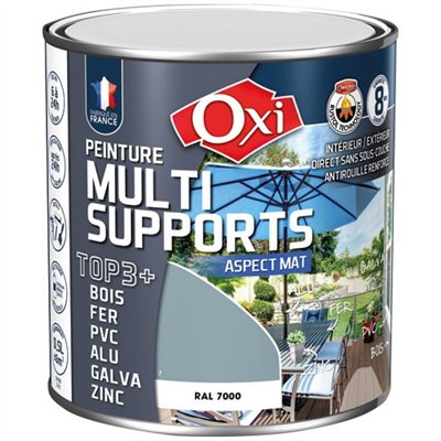 OXI - Peinture top 3 bois fer pvc 500ml gris foncé mat ral7000