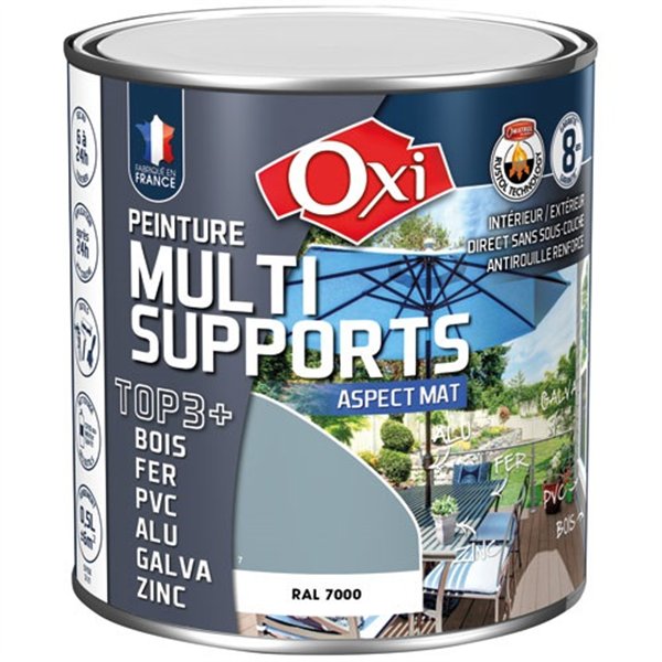 OXI - Peinture top 3 bois fer pvc 500ml gris foncé mat ral7000