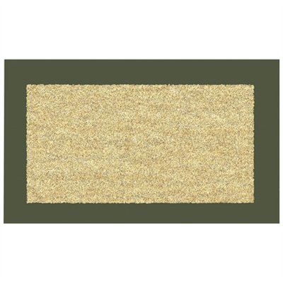 IDMAT - Tapis coco blanchi 40x70 cm épaisseur 15 mm bord kaki