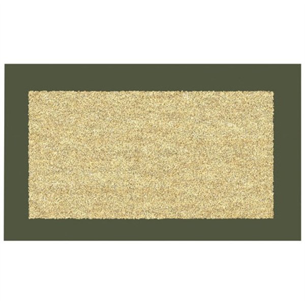 IDMAT - Tapis coco blanchi 40x70 cm épaisseur 15 mm bord kaki