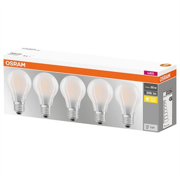 OSRAM - Ampoule Led dépolie 7 W E27 chaud - Lot de 5