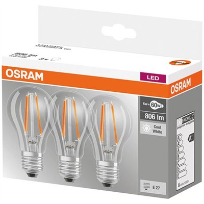 OSRAM - Led standard 7W E27 x 3 blanc froid - boîte
