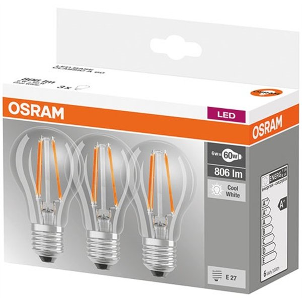 OSRAM - Led standard 7W E27 x 3 blanc froid - boîte