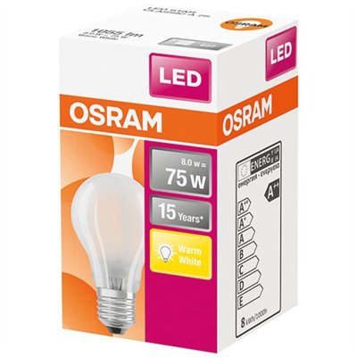 OSRAM - Ampoule Led dépolie de 8 W équivalent 75 W E27 chaud