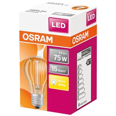 OSRAM - Ampoule led standard claire filament 8W75 E27 chaud