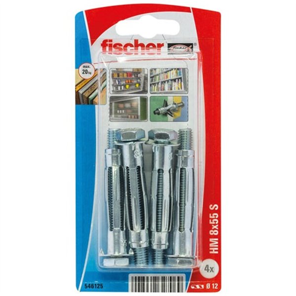 FISCHER - Cheville corps creux hm 8x55 s blister de 4