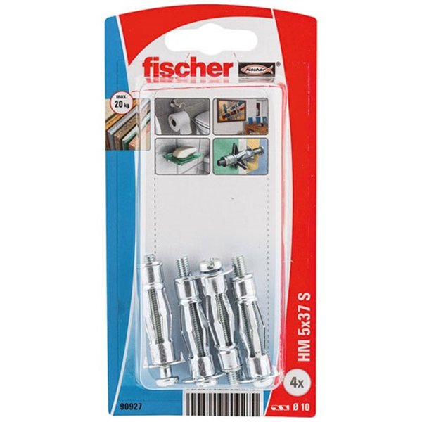 FISCHER - Cheville corps creux hm 5x37 s blister de 4
