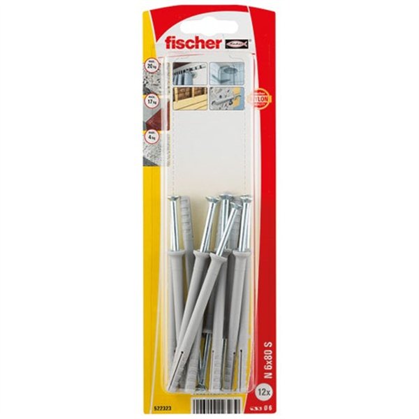 FISCHER - Cheville clou n 6x80 s blister de 12