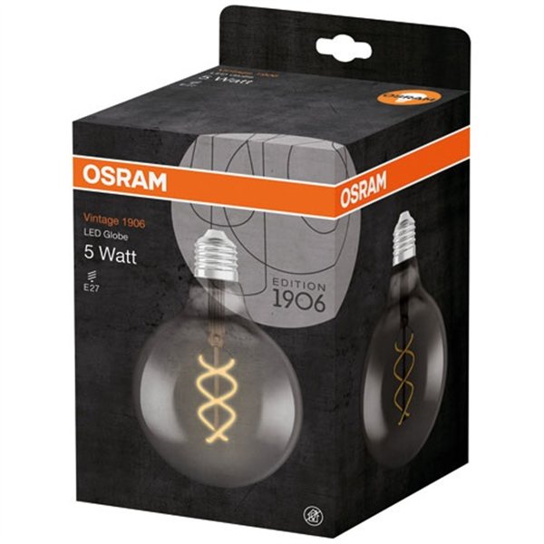 OSRAM - LED globe Ed.1906 125mm clair fil spiral smoke 5W15 E27