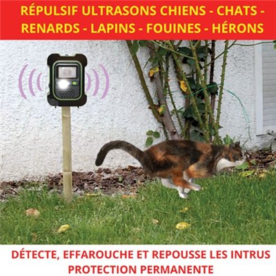 ACTO - Retro répulsif ultrasons chiens chats lapins fouines herons